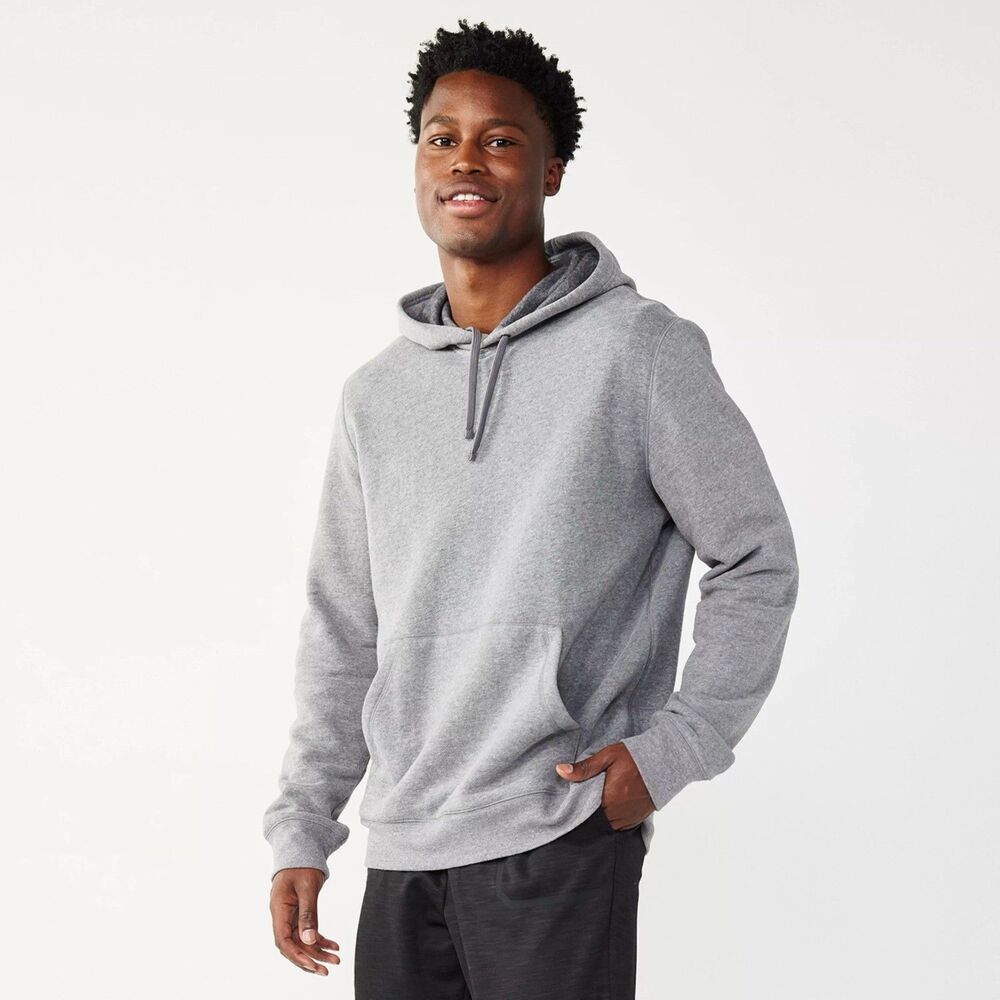Tek Gear Hoodie Size Large Grey Ultrasoft Kangaroo Fleece Pouch Men's New Light